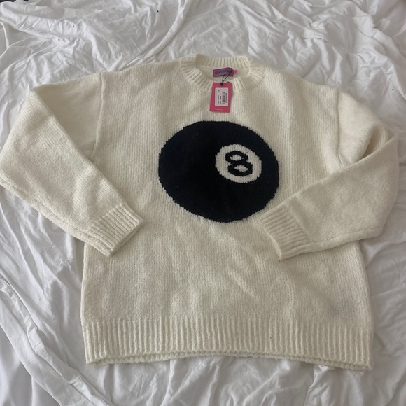 Edikted Cream Sweater with Black 8-Ball Design - Picture 2 of 3